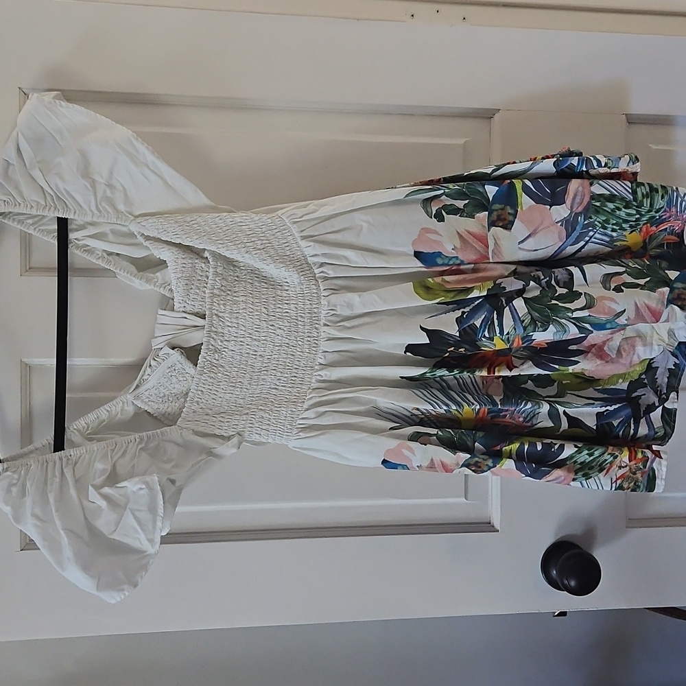 Anthropologie White Floral Minidress